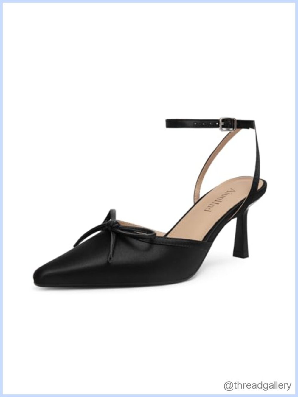 Lace Pointed Toe Kitten Heels Ankle Strap Pump 2.75 Inch